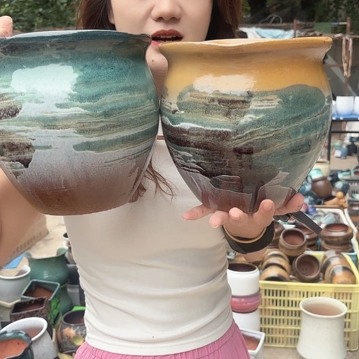 口径19高度19两个山水画