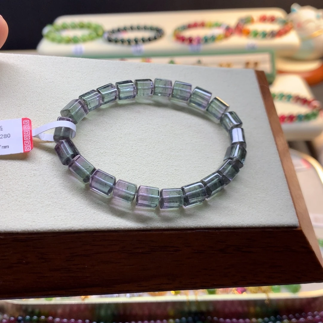 碧玺未镶嵌手链西瓜碧玺方糖手链