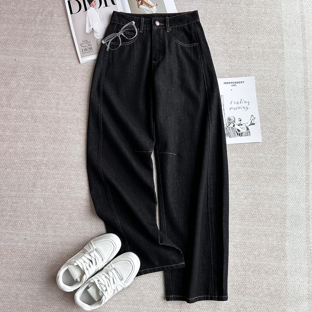 简约复古原色重工弯刀牛仔裤 15034