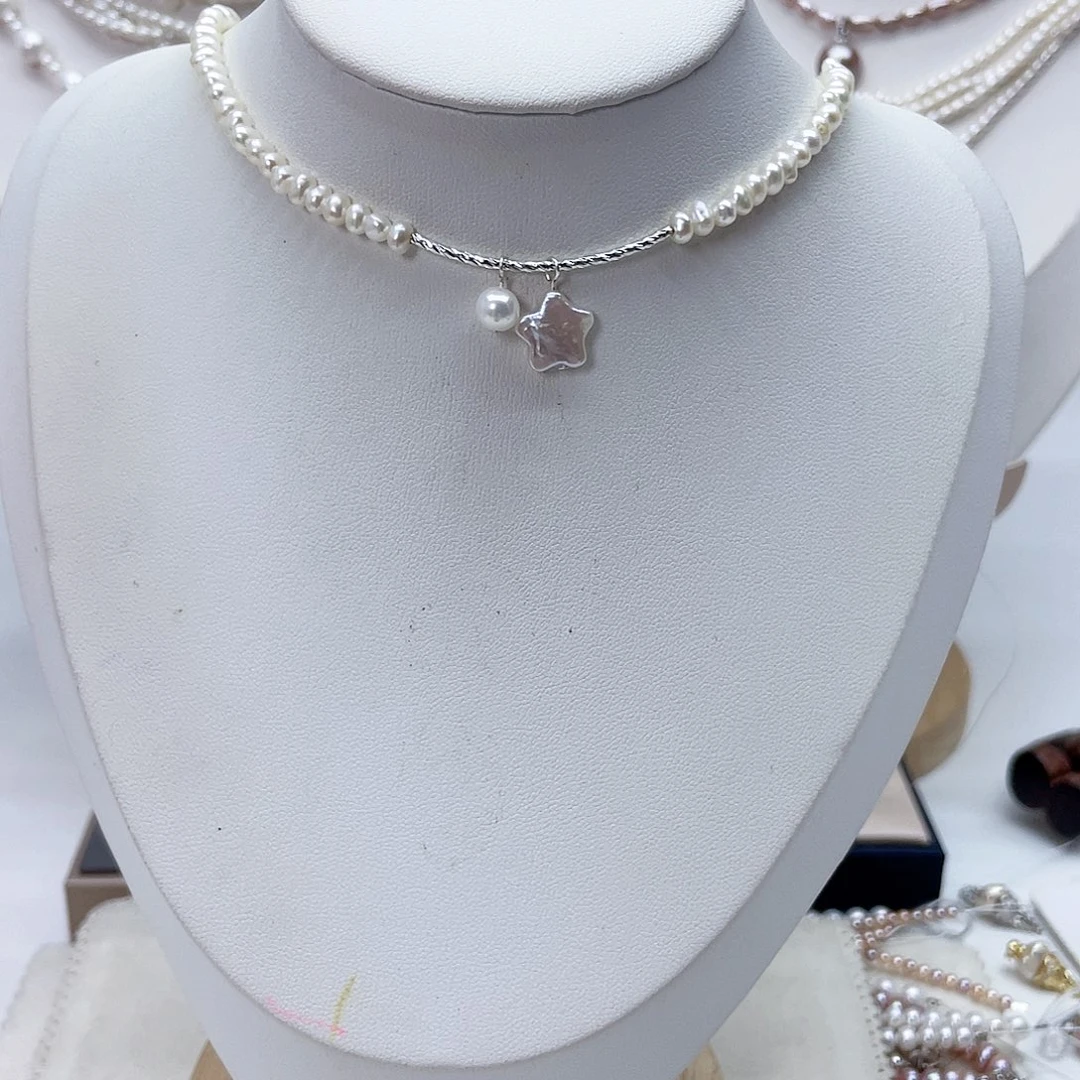 颈饰银S925镶嵌淡水珍珠