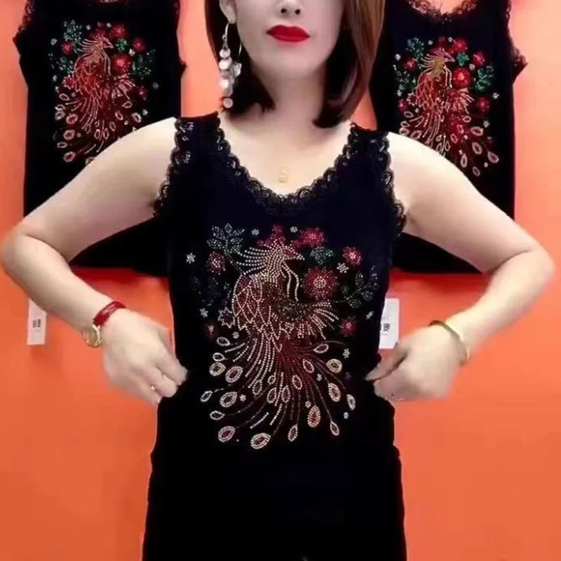 妈妈黑色蕾丝小吊带背心女夏季2025新款夏装无袖外穿内搭打底上衣