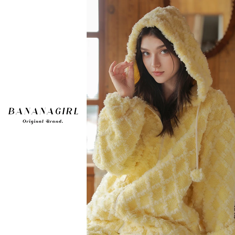 Bananagirl【小柠檬】睡衣女秋冬连帽外套循环蓄温速暖家居服外穿