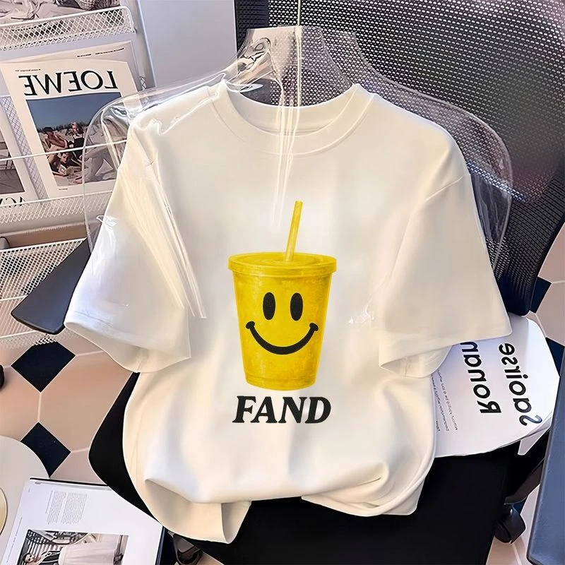 女童夏季短袖2025新款中大童纯棉休闲T恤圆领青少年宽松百搭上衣