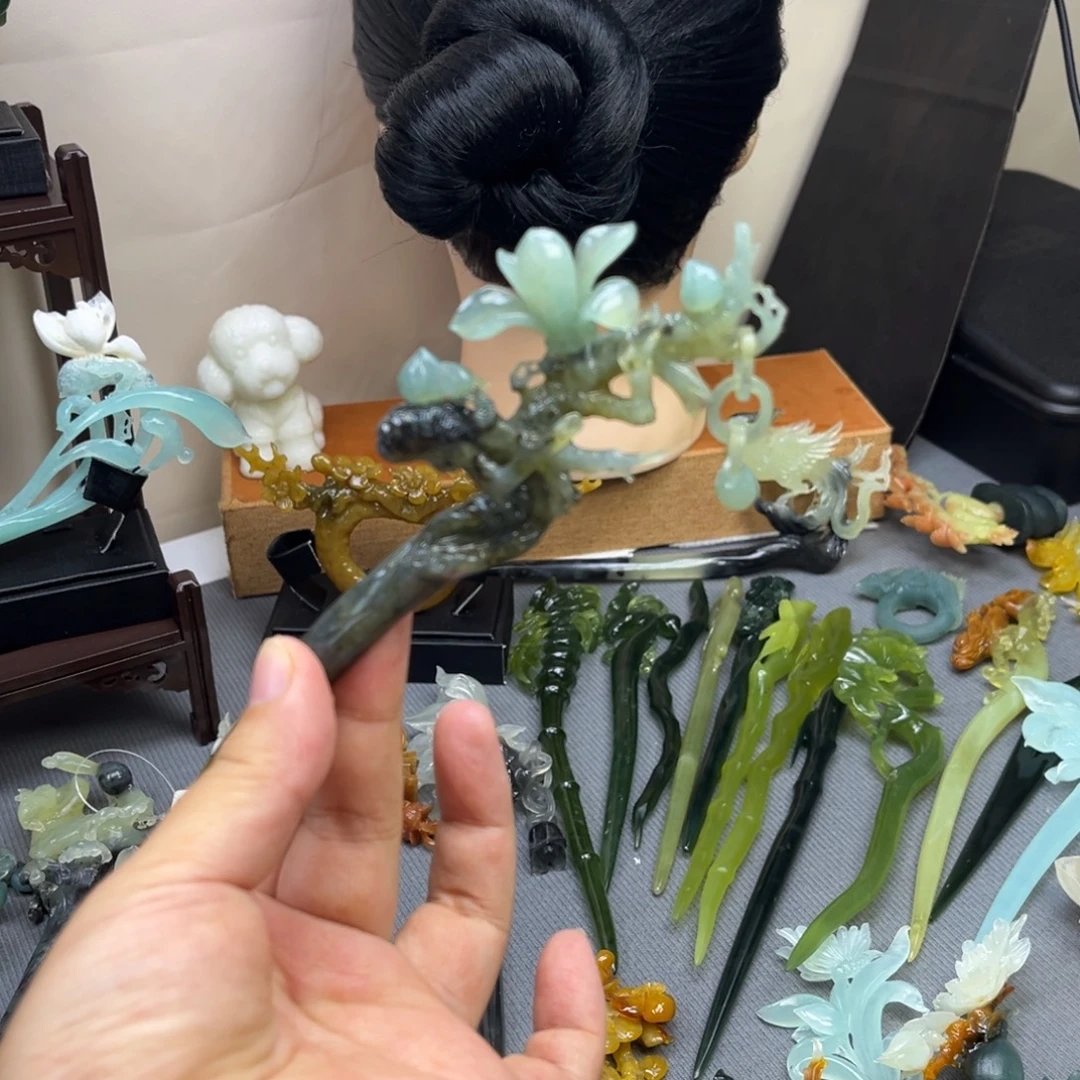 蛇纹石玉合金发饰