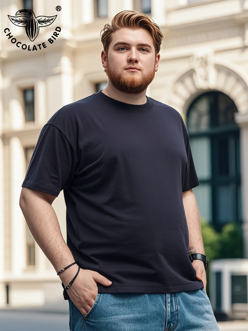 CHOCOLATE BIRD/领路鸟男士纯棉300斤显瘦短袖T恤潮流加肥加大