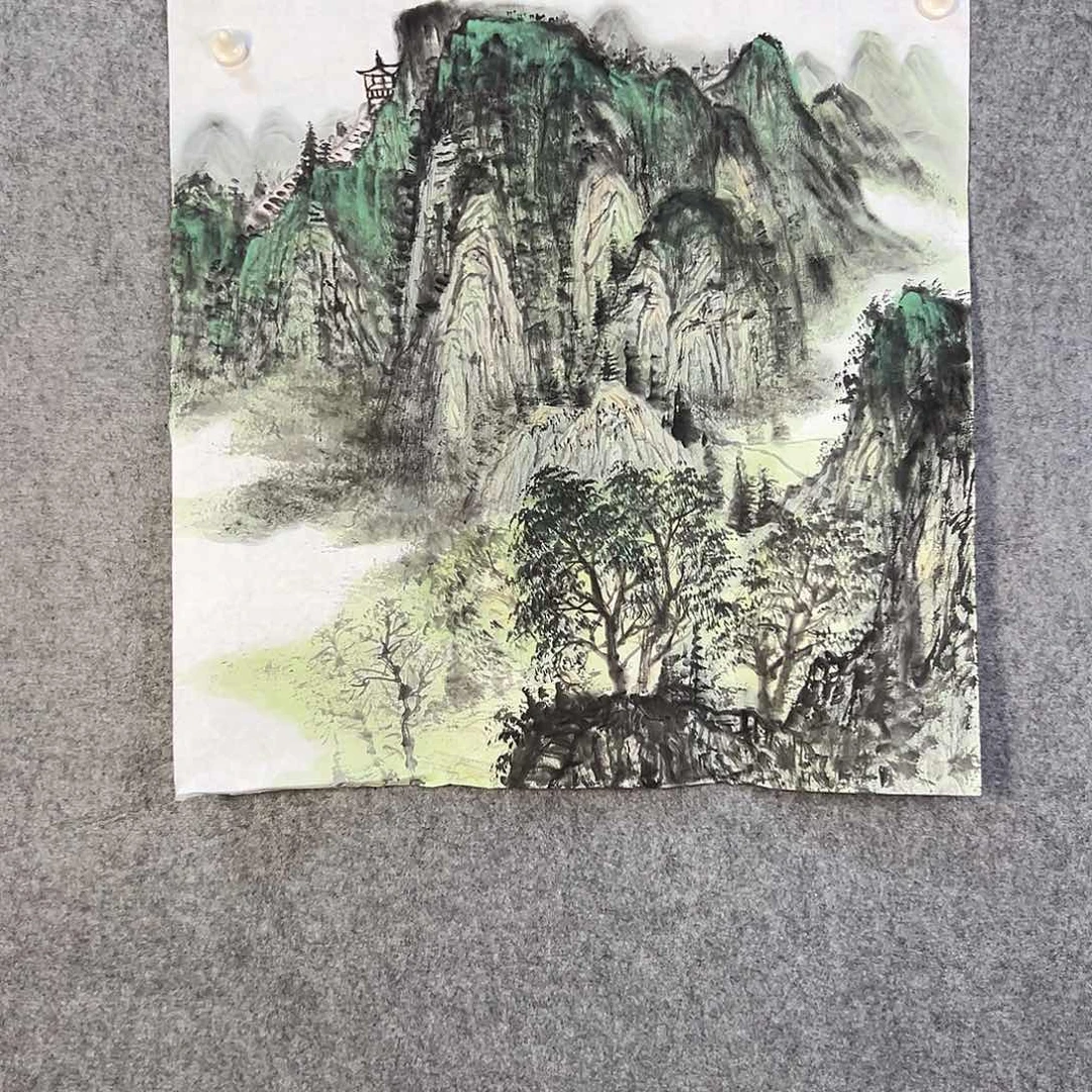 国画657 花鸟在树丛的顶端鸣叫叫声