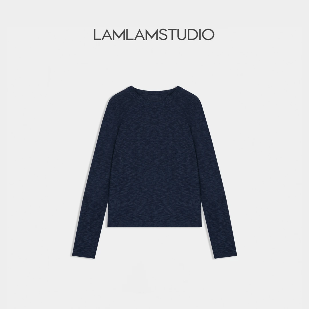 LAMLAM 张一琳“极简肌理”女装上衣长袖打底简约圆领毛衫L252192M
