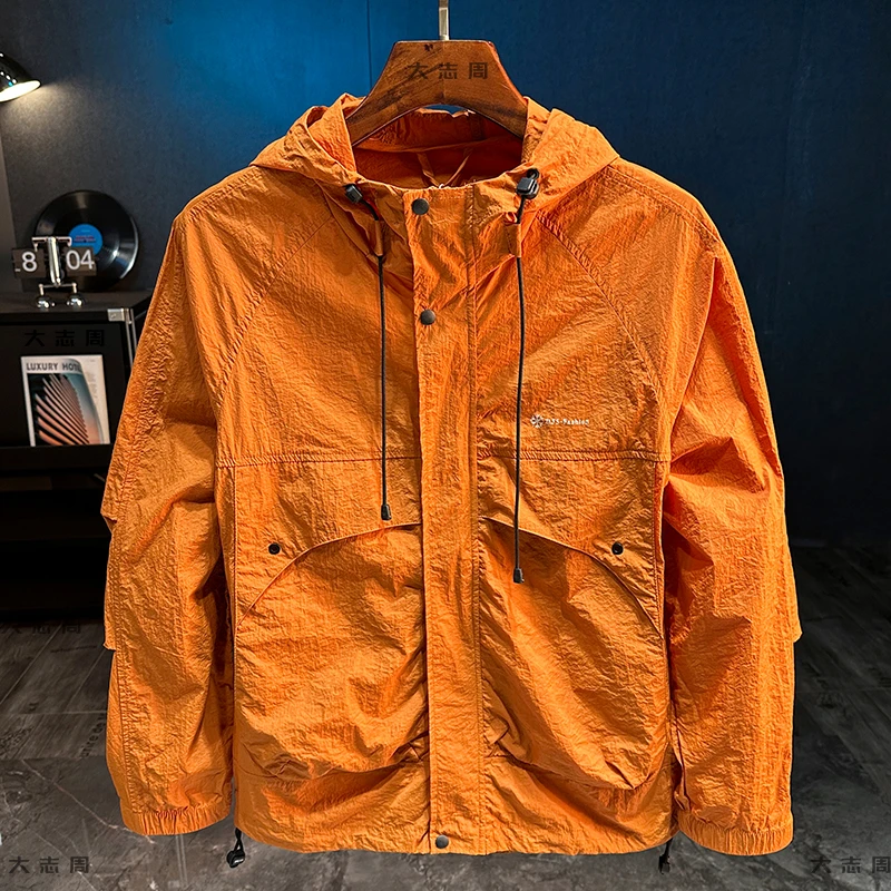 2025夏季新款男士连帽防晒衣百搭时尚钓鱼防晒服情侣宽松潮流户外