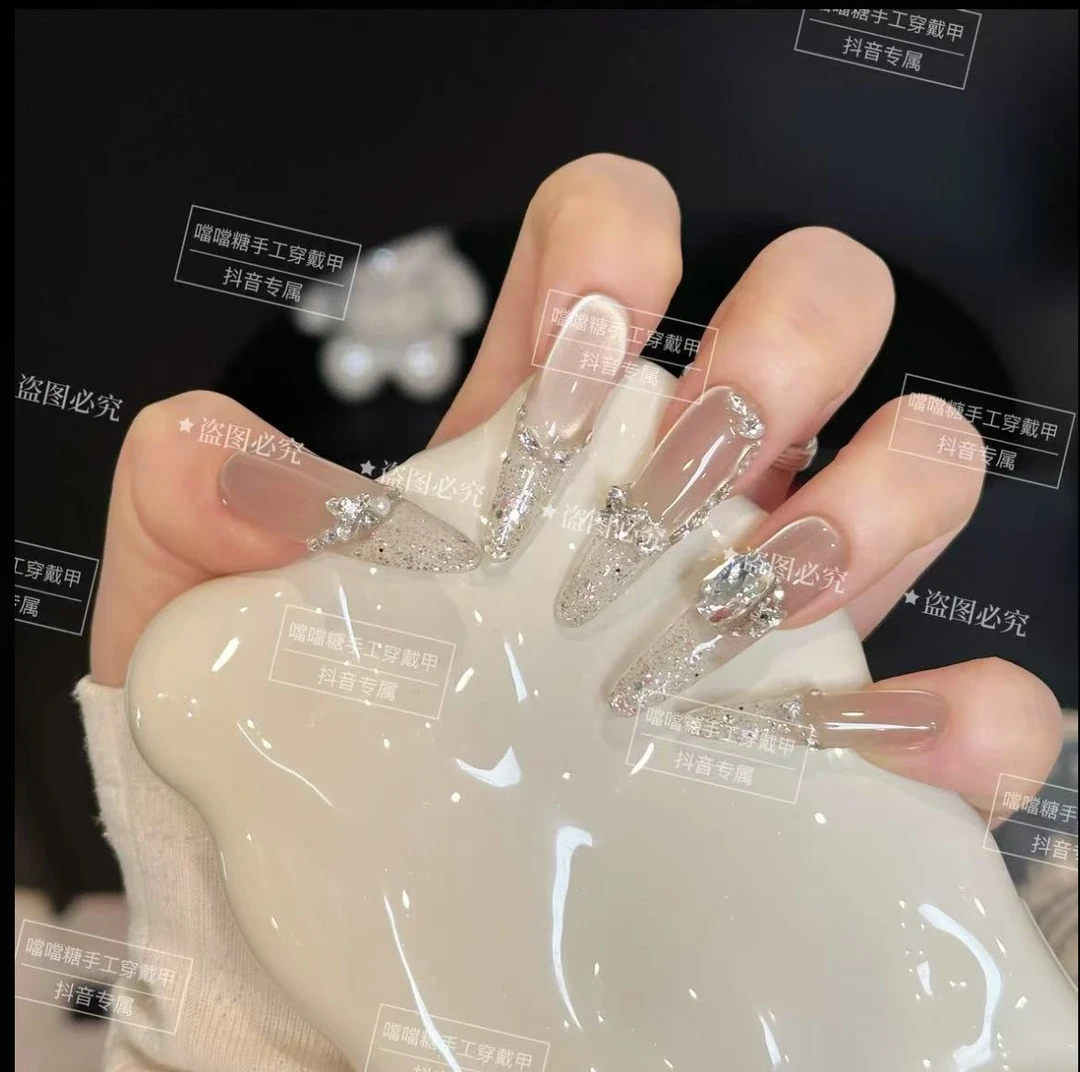 【冰魄▪星芒】新款高品质纯手工穿戴甲美甲贴穿戴式光疗猫眼流行
