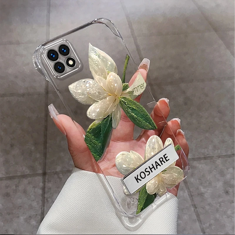 适用于OPPOreno4se水晶花无边框支架手机壳