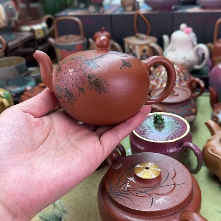 紫砂茶壶墨绘一粒珠