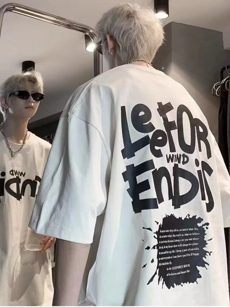 大码300斤复古港风休闲纯棉短袖t恤男女夏季潮流宽松舒适显瘦上衣