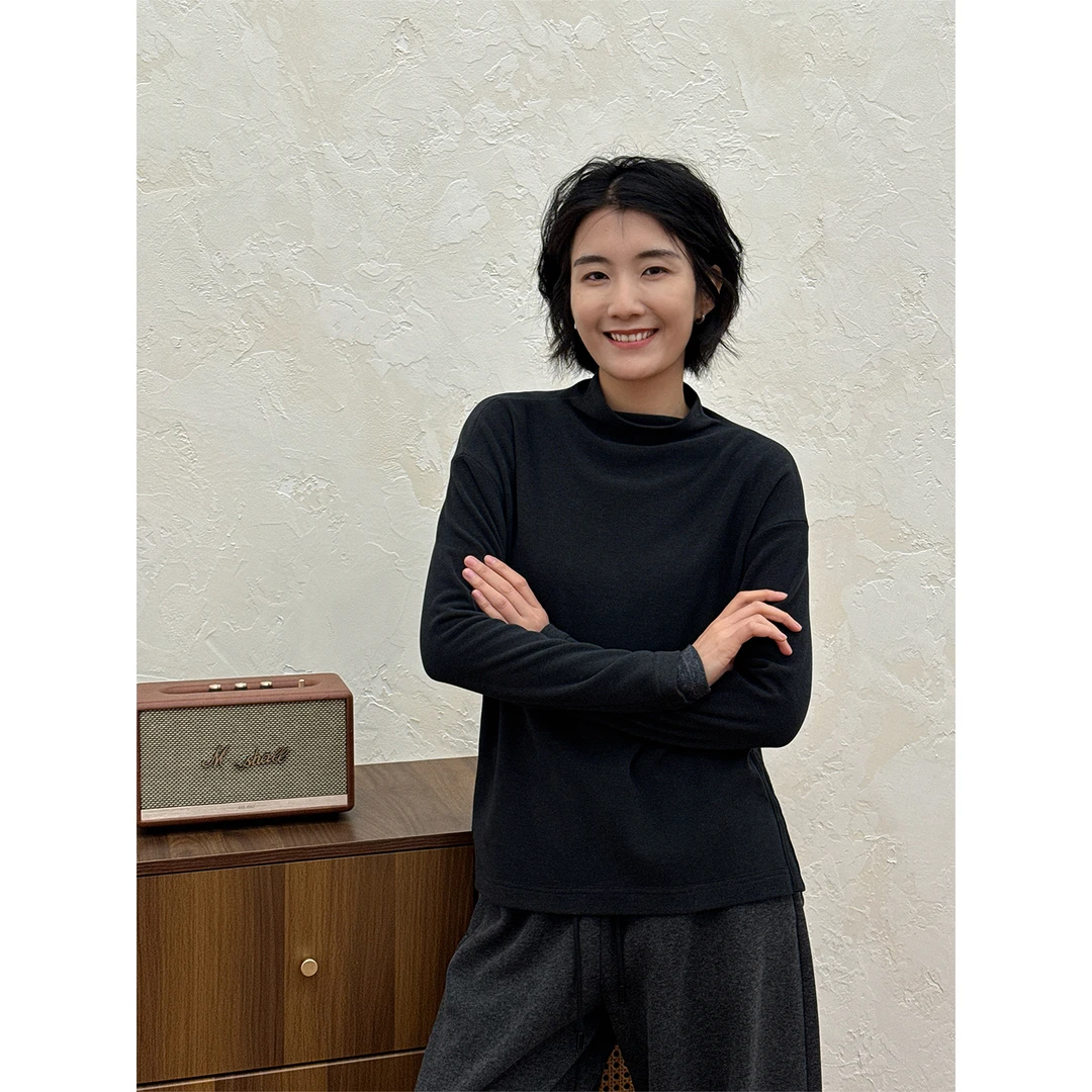 LANGQING 水洗休闲简约百搭舒适高领T恤46813#