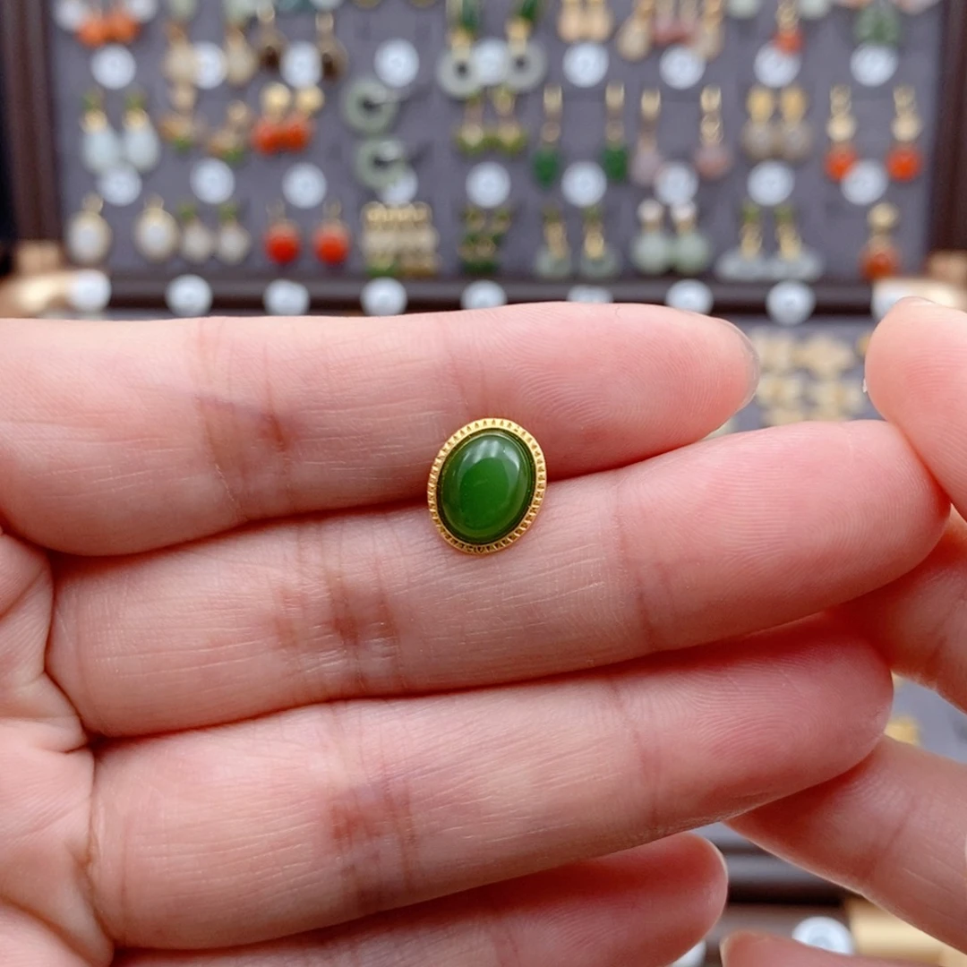 银S925镶嵌和田玉耳饰秋**秀