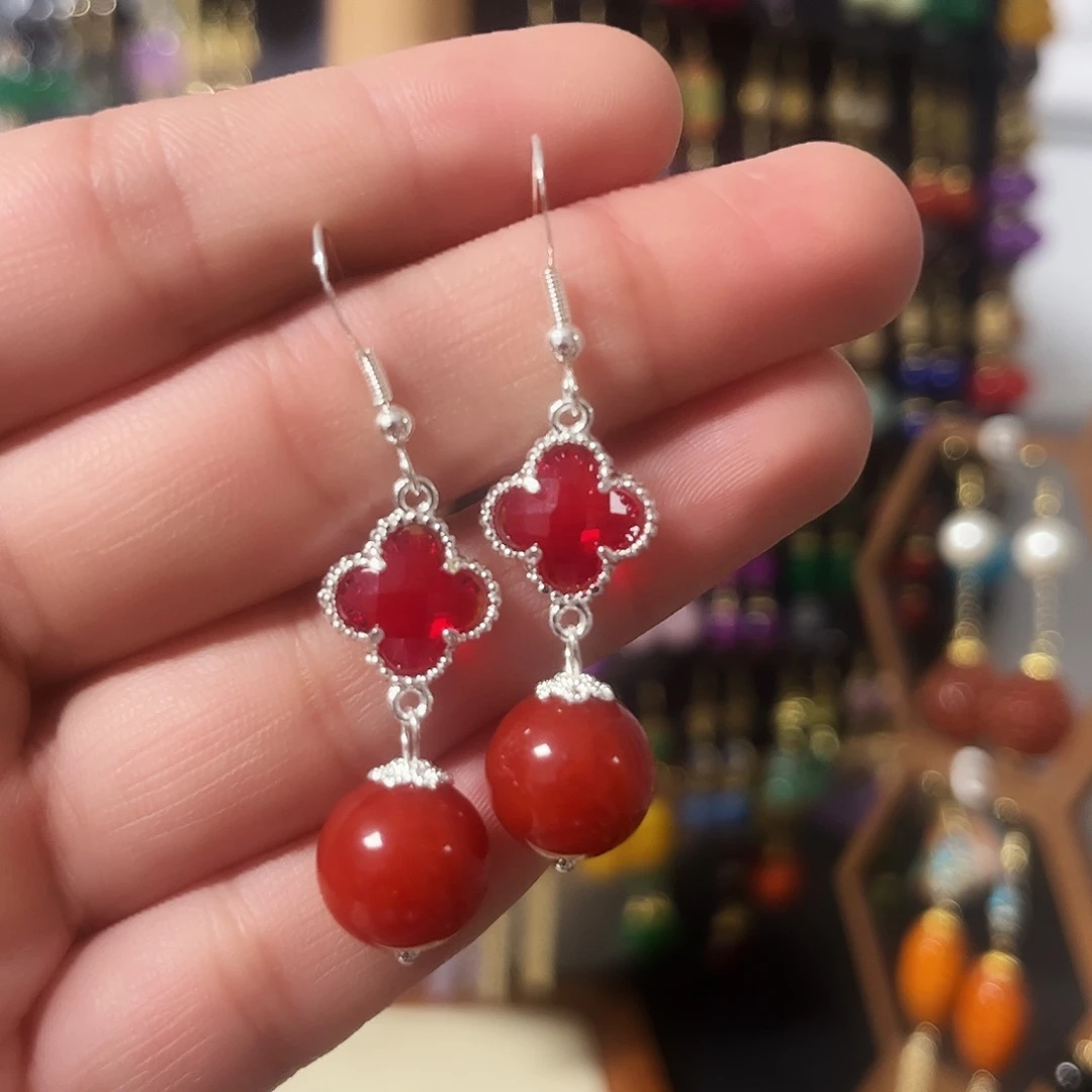 锆石纯铜925银耳饰