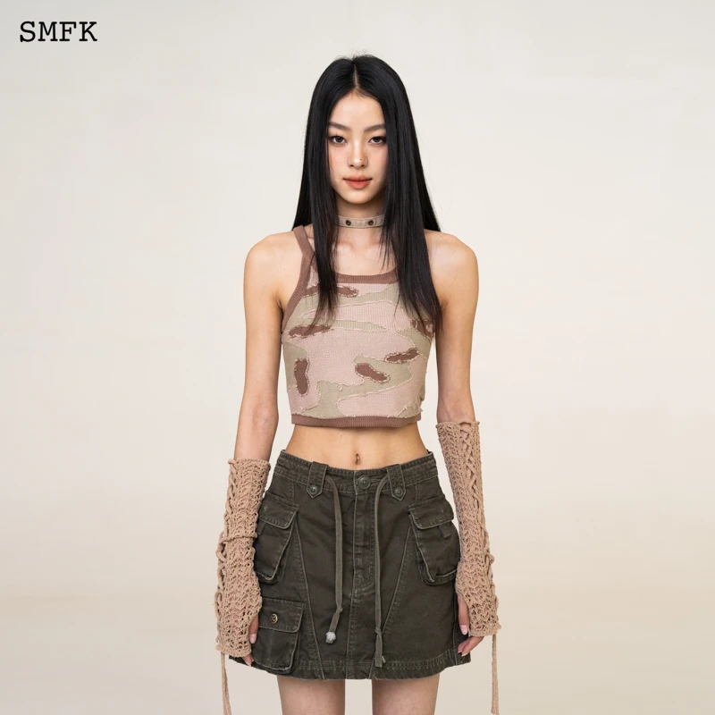 SMFK沙漠迷彩手织战术背心 UTK12CF  辣妹拼色短上衣