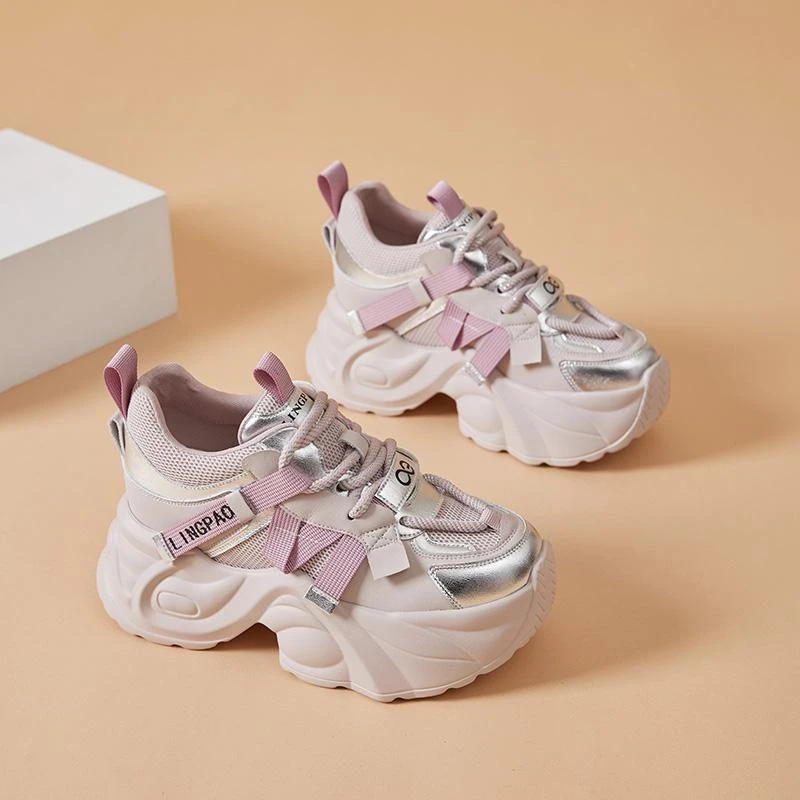 【PVKB & 明星同款】百搭鞋子内增高炸街8cm松糕鞋2024秋冬季欧洲