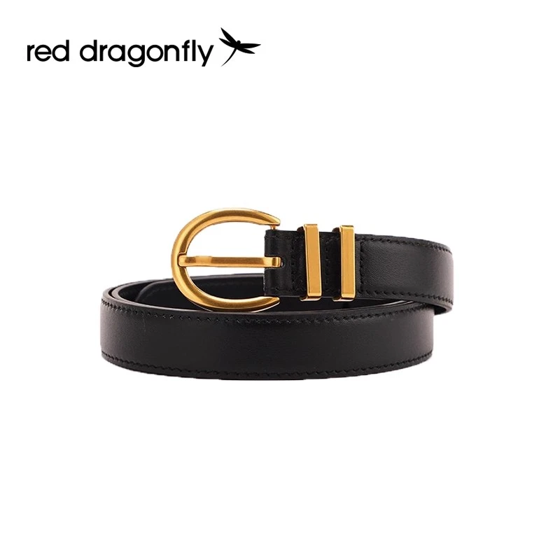 红蜻蜓女士腰带黑色小众设计感装饰皮带时尚百搭皮带女士9385S091