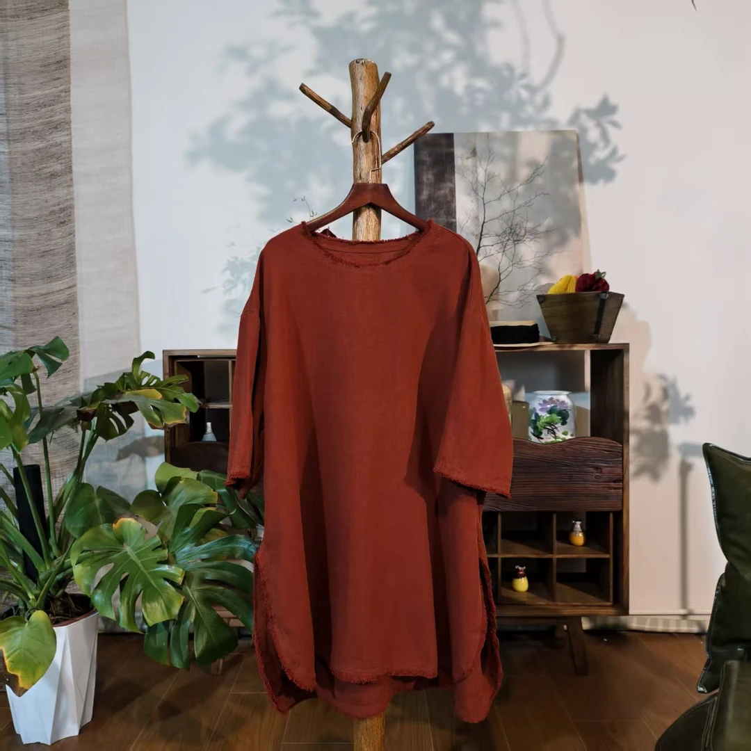 【大梅子推荐】设计款亚麻毛边袍子MQ7080A