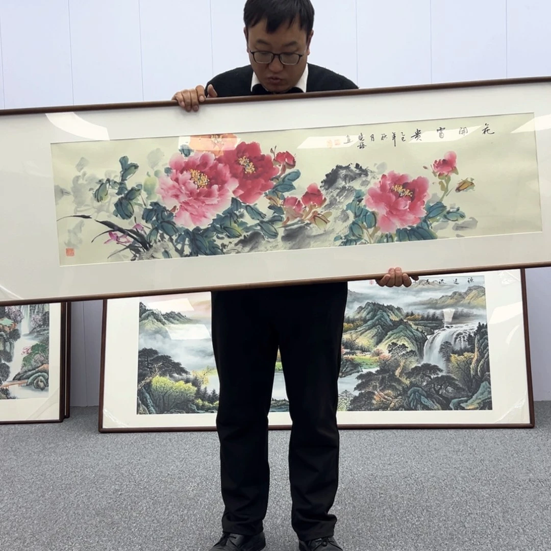 国画国画作品带框170*50