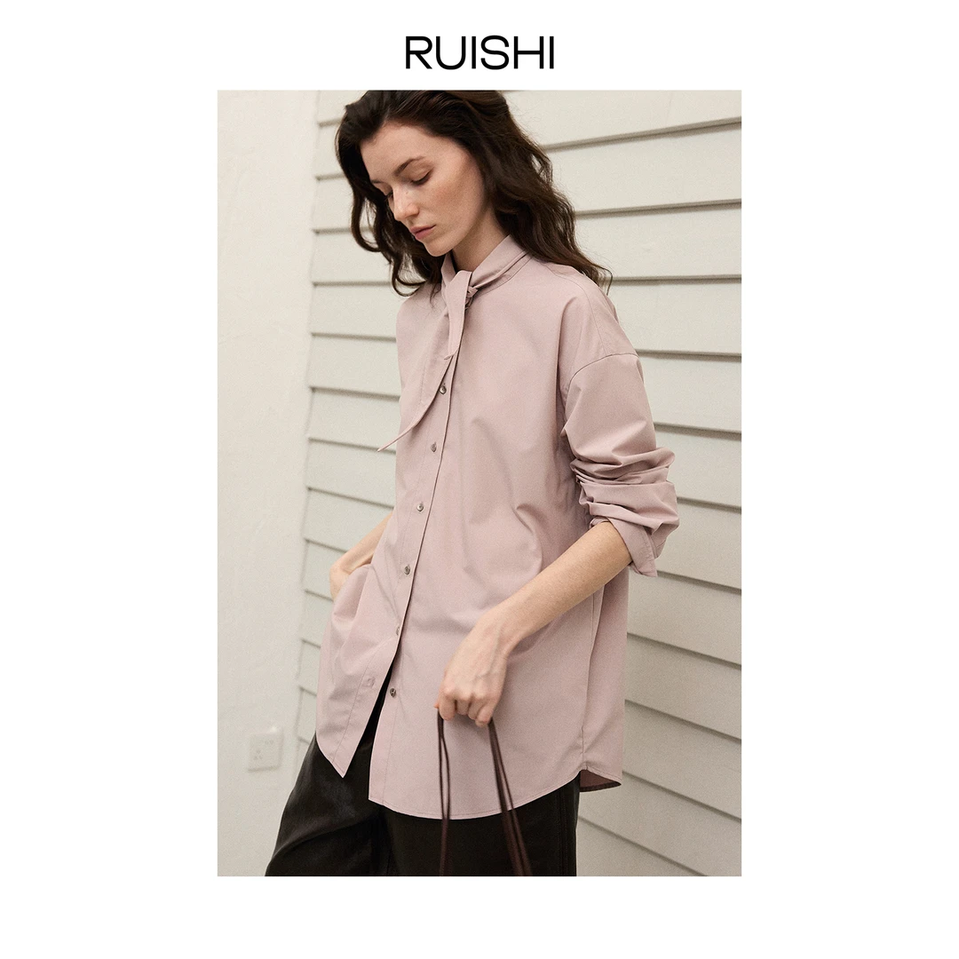 RUISHI芮时“重塑记忆”绑带蝴蝶结衬衫减龄上衣女秋R25B115201
