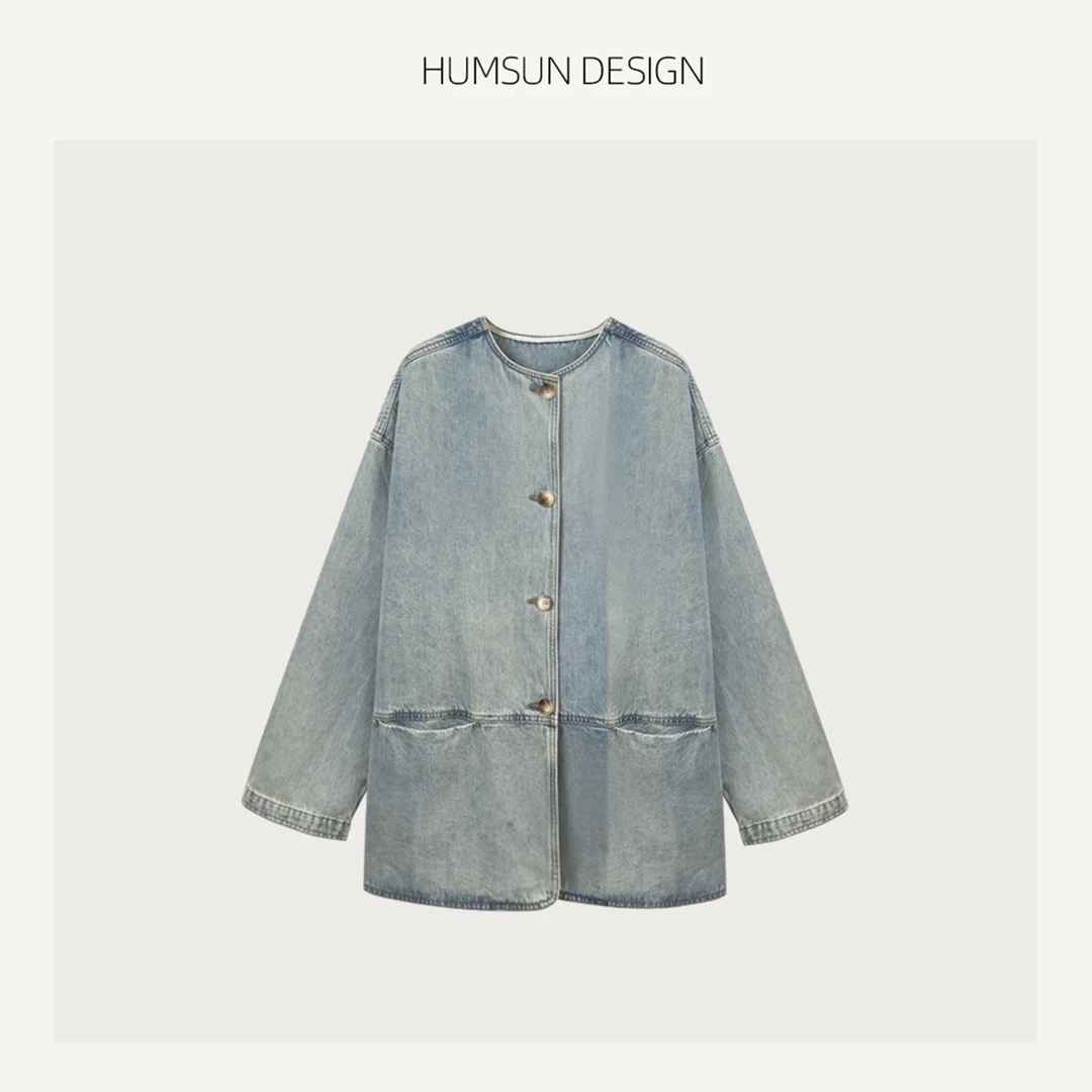HUMSUN/禾木笙「截蓝不同」M*6成衣水洗解构松弛廓形牛仔外套 5A363