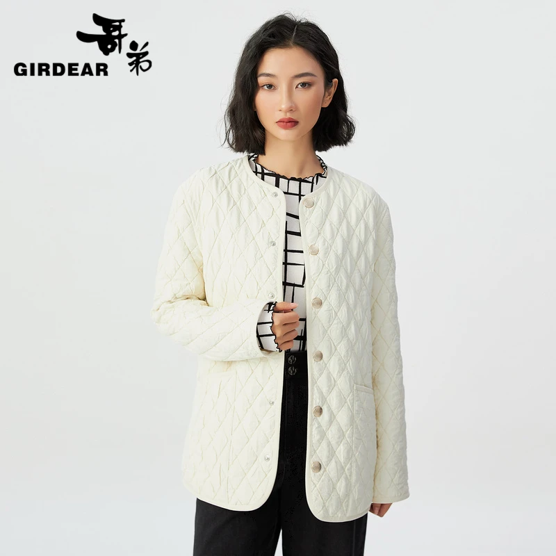 哥弟圆领简约棉服外套短款时尚休闲百搭复古春游保暖1400742