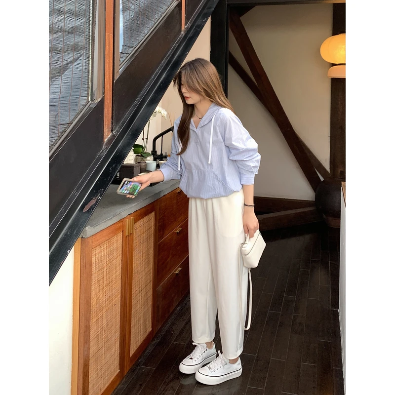 【ALINDM年中大清仓】胖mm百搭直筒裤垂感西装裤显瘦哈伦裤-AS25440