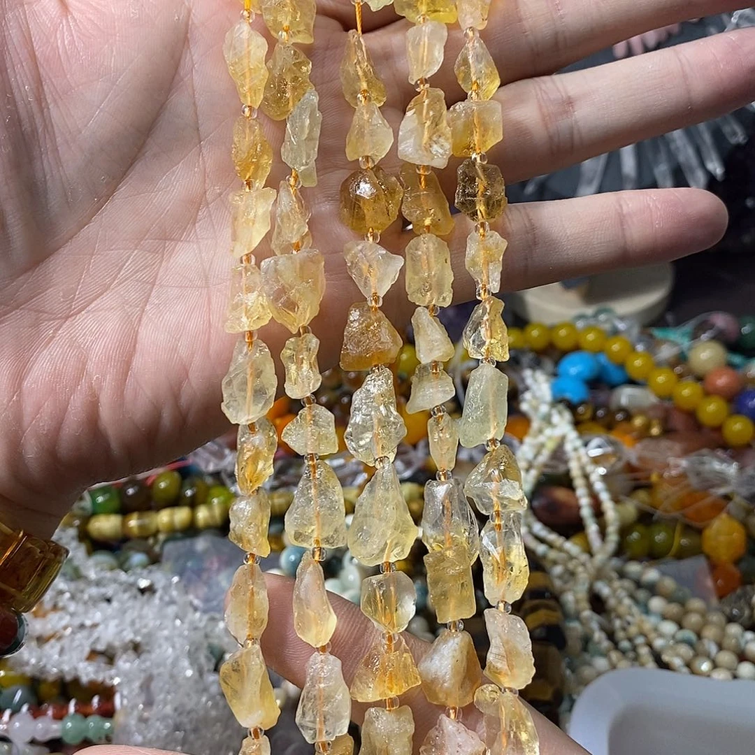 石英质玉未镶嵌，天然黄水晶原石随行10mm，