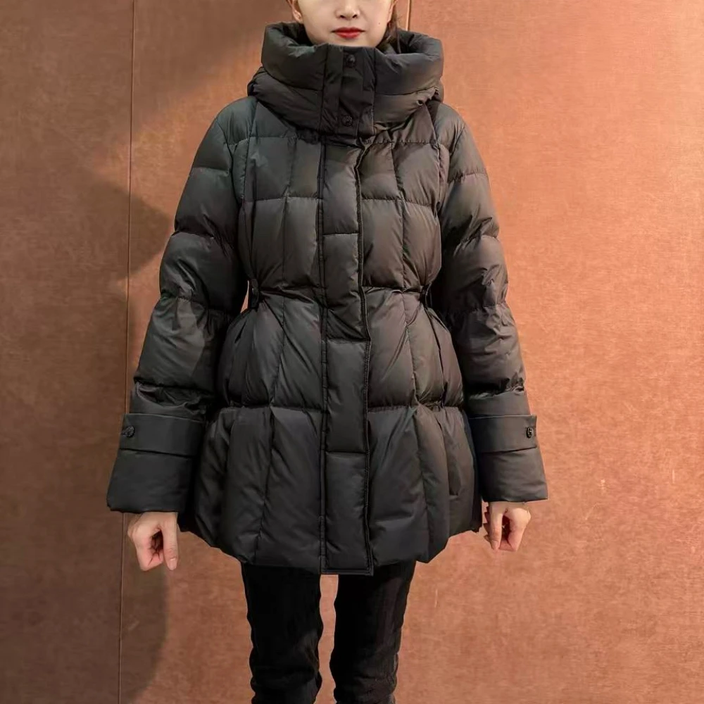 MIDAIMEN/米黛蒙品牌鹅绒服女中长款收腰款显瘦时尚羽绒服