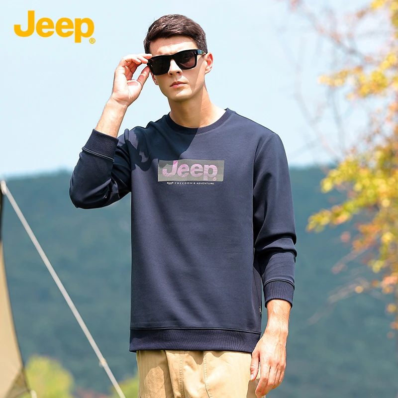 JEEP/吉普秋季男士圆领长袖上衣百搭舒适套头卫衣286