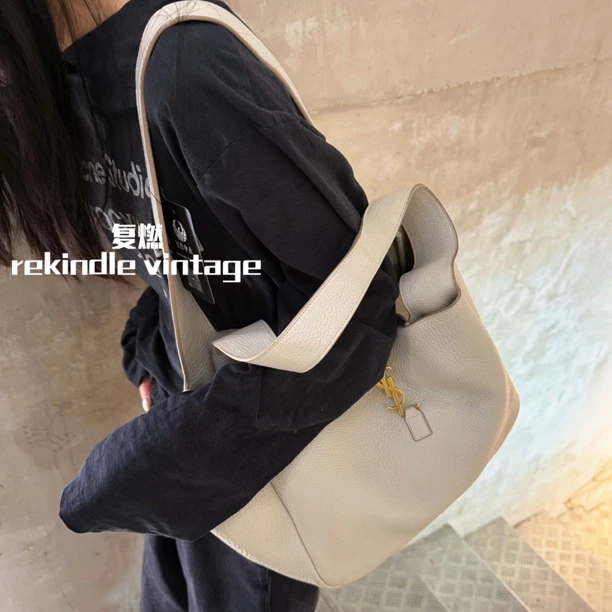 95新 YSL/圣罗兰 复燃精选/白金bea系列hobo购物袋