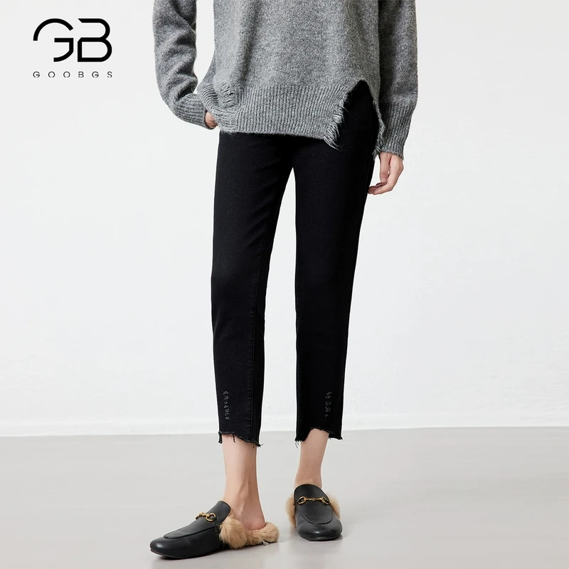 谷邦GOOBGS 黑色修身牛仔裤 G2495222