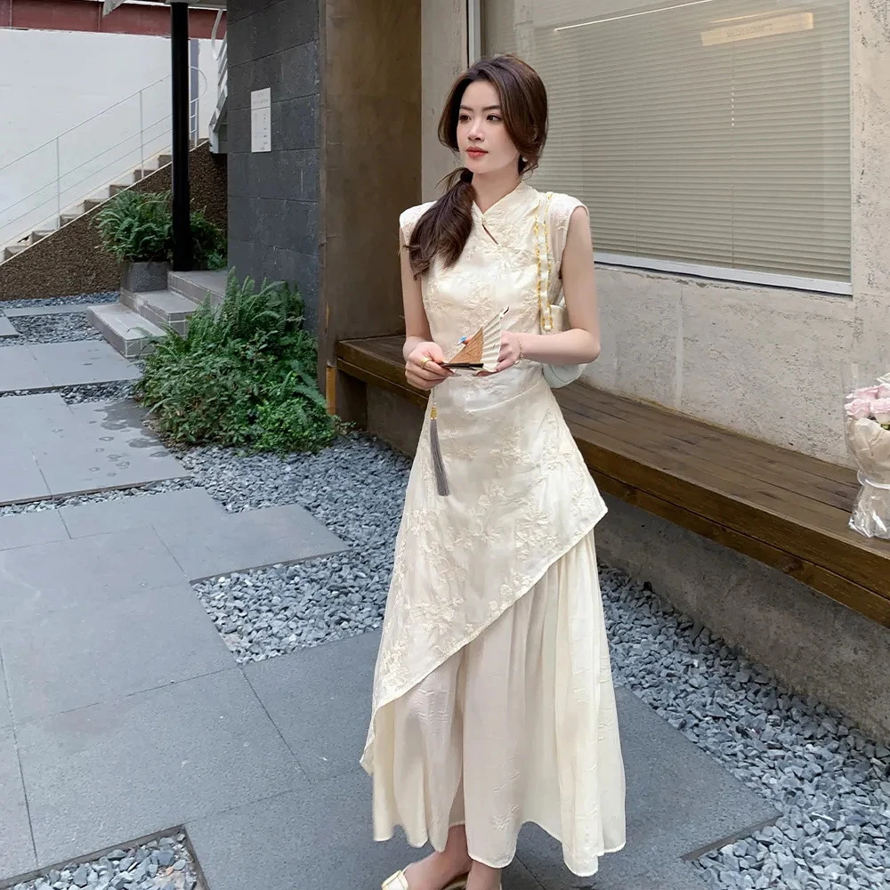新中式轻国风复古连衣裙夏季新款修身显瘦气质名媛高端女神范裙子