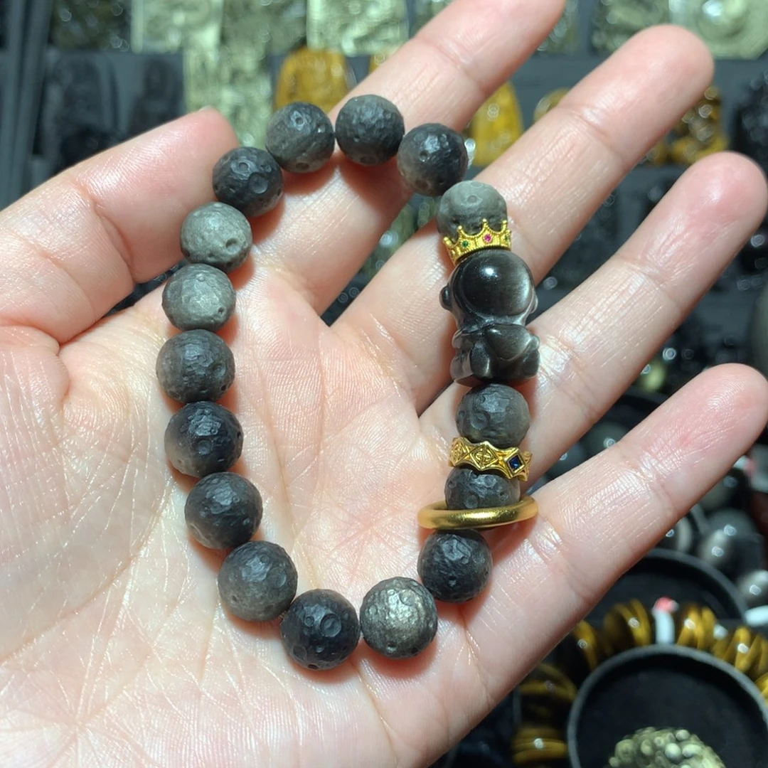 未镶嵌黑曜岩手串小**儿定制