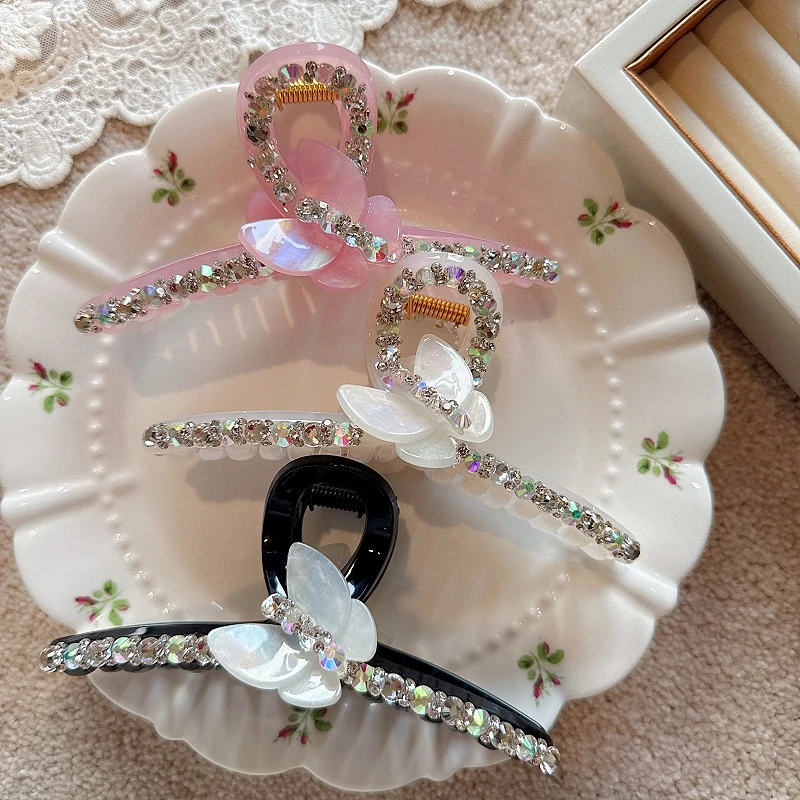 jioli/椒莉韩国甜美气质蝴蝶仙女风抓夹大号发夹发卡后脑勺鲨鱼夹