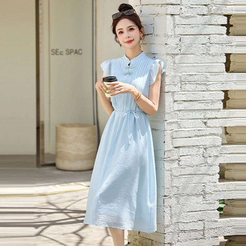 天丝时尚连衣裙女夏2025新款小个子法式气质洋气收腰高端精致裙子
