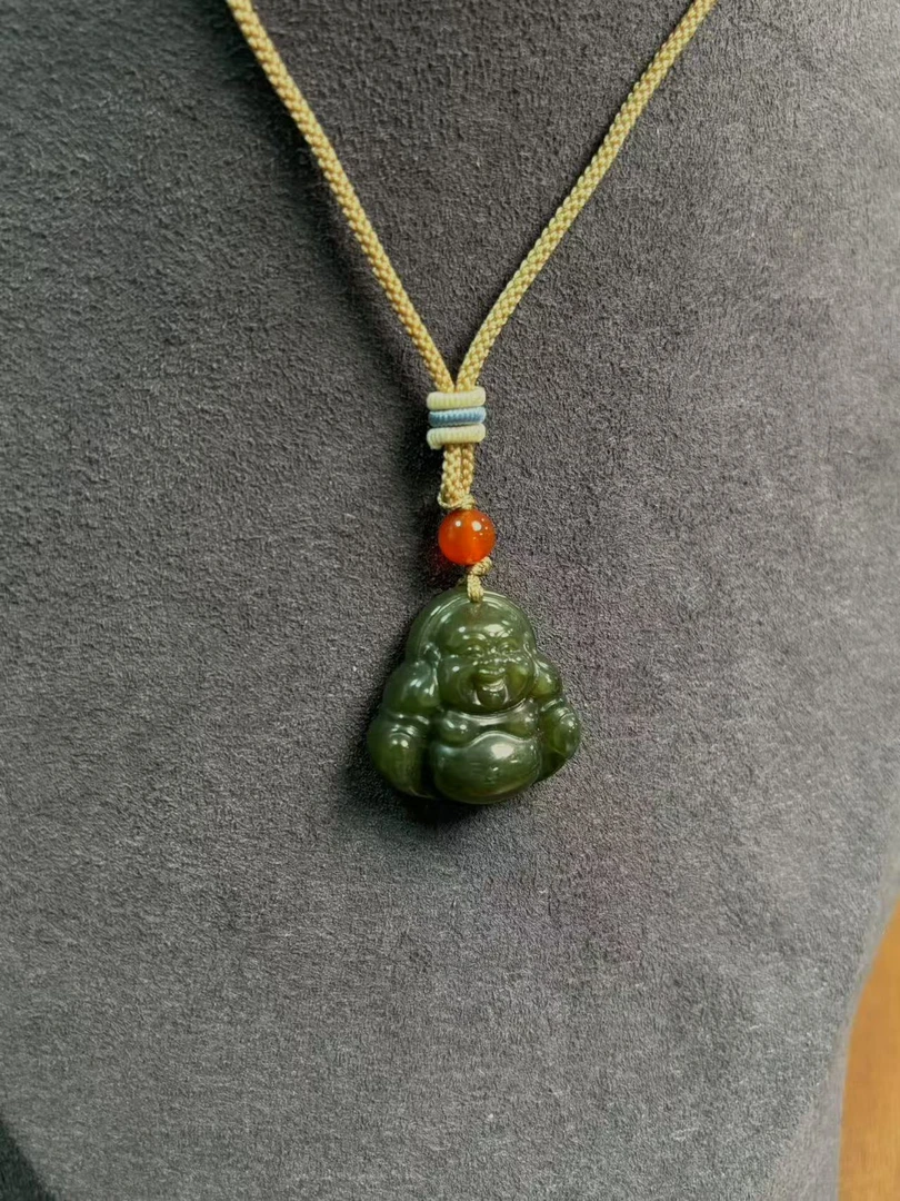 天然和田玉青玉佛公吊坠86