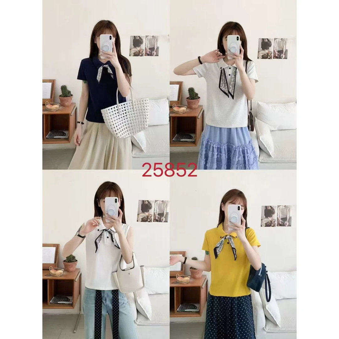 女丝带螺纹短袖T恤25852/25853童装