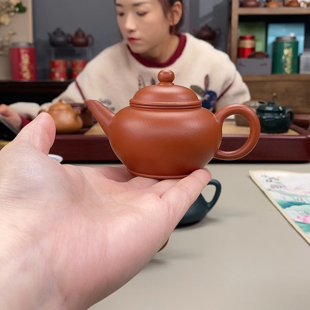 茶壶紫砂生砂朱泥水平半手120cc