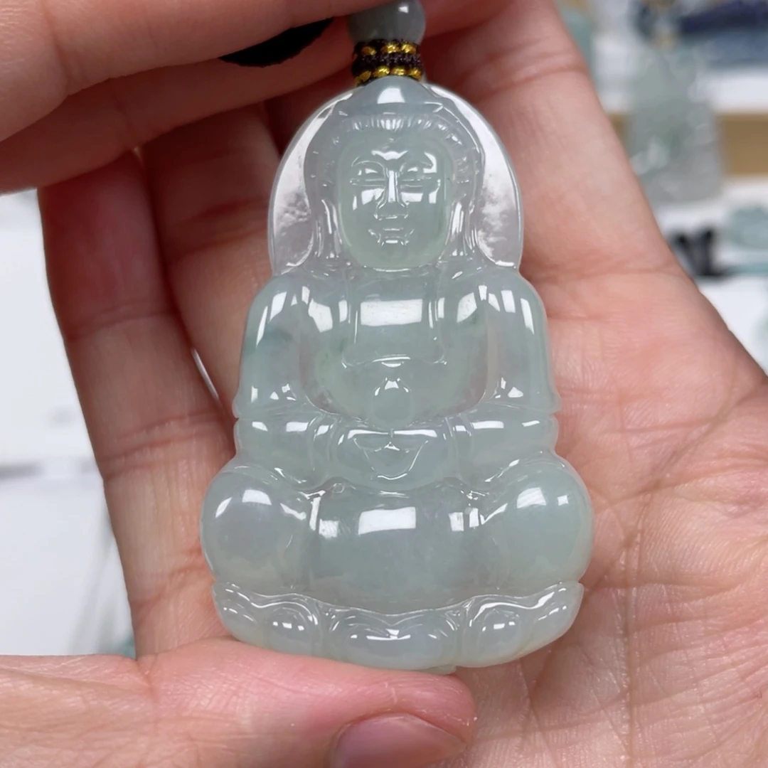 翡翠颈饰未镶嵌天然翡翠A货观音85号