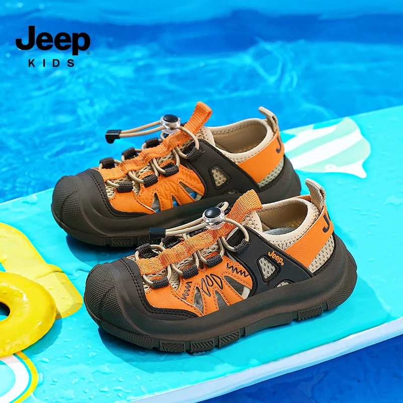 Jeep吉普儿童凉鞋3-15岁男童包头运动凉鞋2025夏季新款户外沙滩鞋