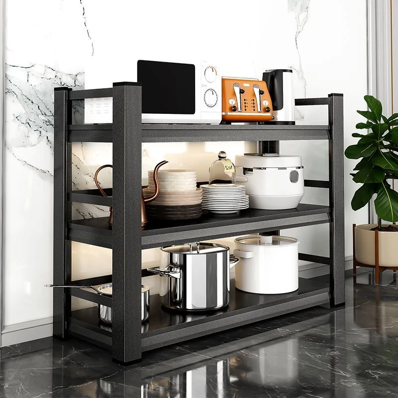 厨房客厅多功能置物架微波炉烤箱多层收纳架子家用锅具钢制储物架