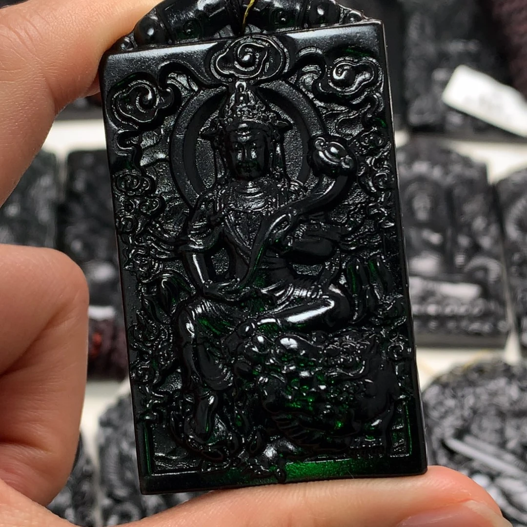 天然缅甸a货钢琴黑挂件