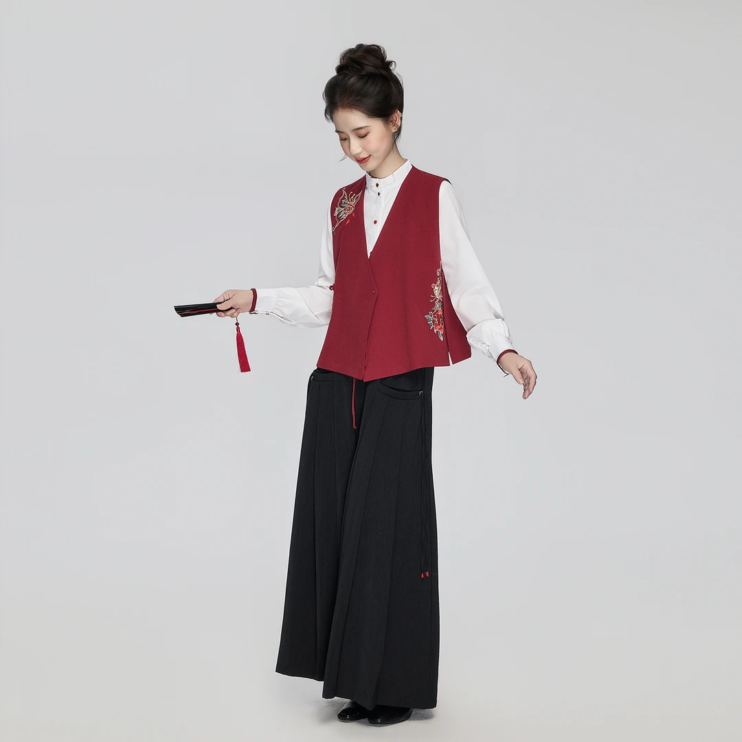 星河汉歌[山间觅]2025新款改良宋裤马甲套装新中式国风阔腿裤垂感