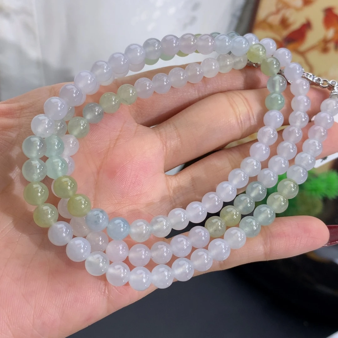 翡翠未镶嵌手串卡6冰胶马卡龙项链