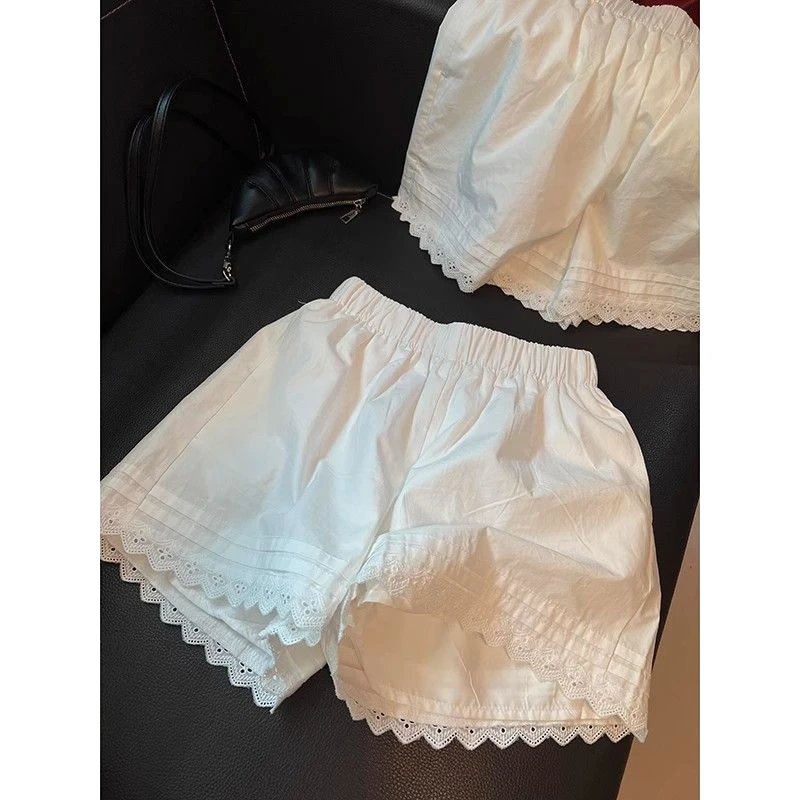 版型不挑人~蕾丝花边拼接休闲短裤女装夏季宽松百搭小个子阔腿裤