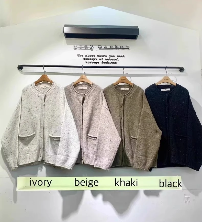 现货秒发！韩国正品  GREY MARKET 2025冬款 卷边领雪花线毛衣开衫