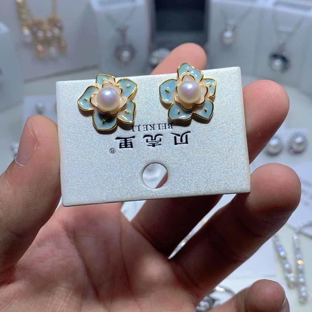 耳饰淡水珍珠银S925镶嵌