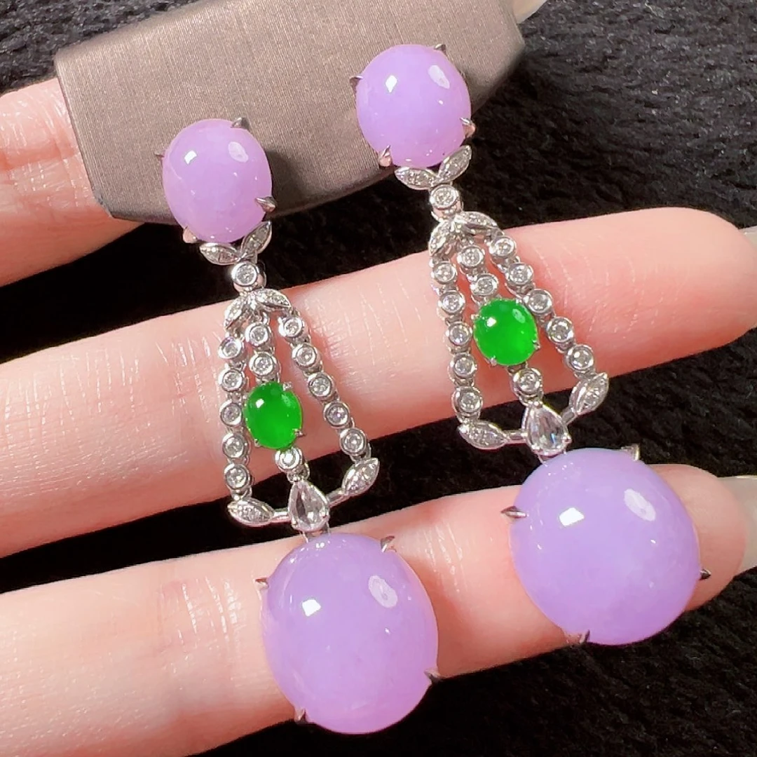 翡翠18K金镶嵌耳饰签收后24小时鉴赏期，过时不退